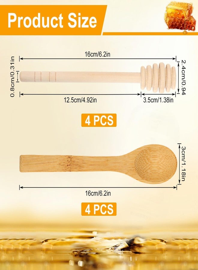 Ninsula 8PCS Wooden Honey Dipper Set, 6.2 Inch Honey Dipper Sticks Honey Spoon, Mini Honeycomb Stick for Evenly Drizzling Honey Over Food and Wedding Party Gift - Image 2